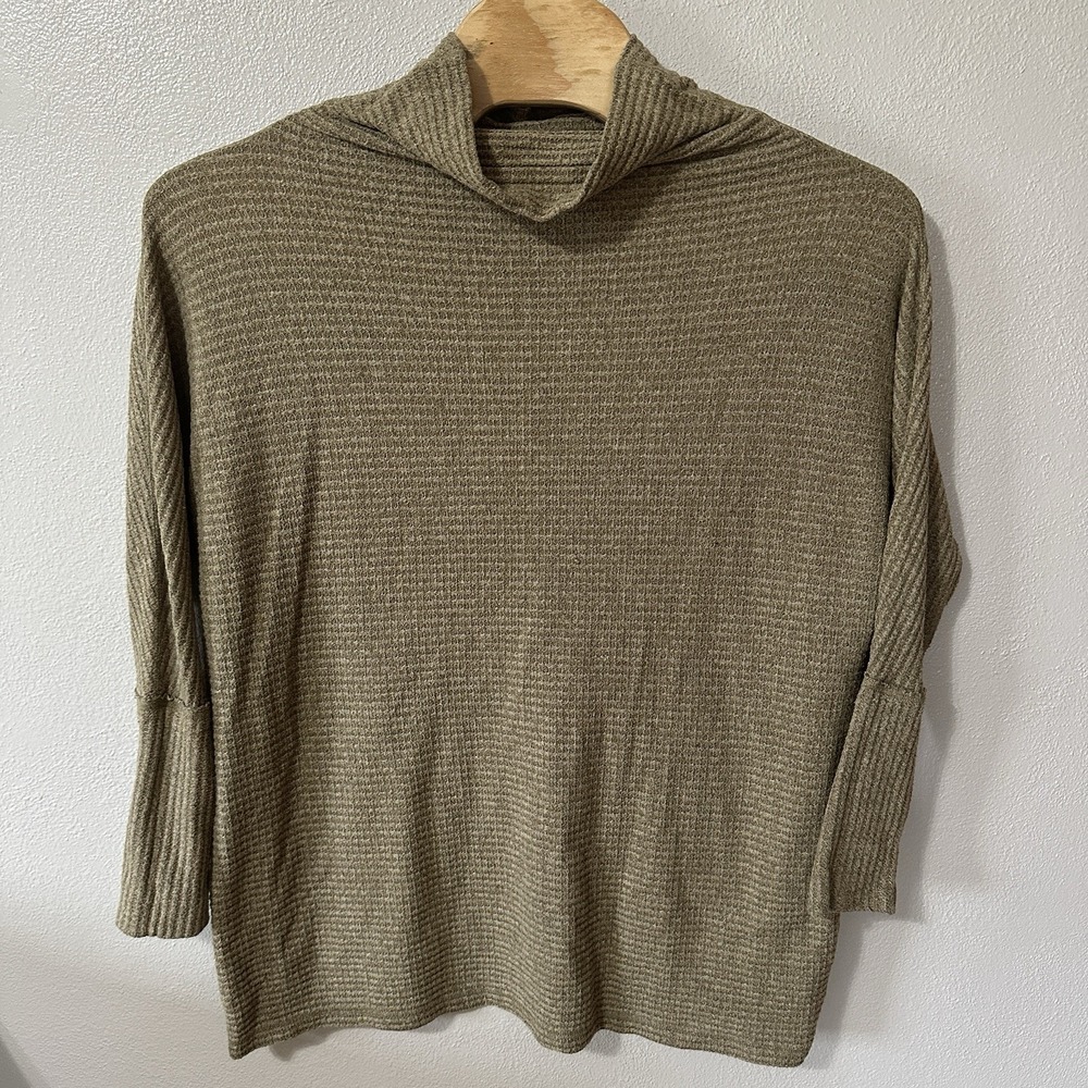 We Theโ Free People Kitty Waffle Thermal Knit Tunic Dress Sweater Green Sz Large